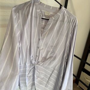 Universal Thread Light Gray Striped Blouse